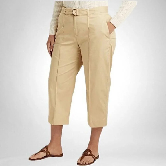 Lauren Ralph Lauren Plus-Size Belted Wide-Leg Cropped Pants | Sizes 14 & 16 NWT - Picture 6 of 8
